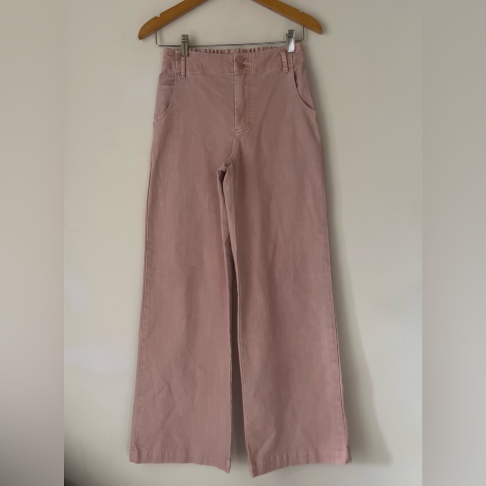 YFB Wide Leg Pants Pink Cotton Lyocell Zip & Elastic Waist Women's Sz XS
